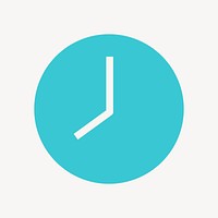 Clock icon, blue flat design vector