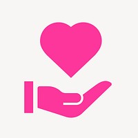 Hand presenting heart icon, pink flat design vector