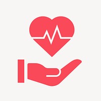 Heartbeat hand icon, red flat design vector