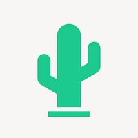 Cactus icon, green flat design vector