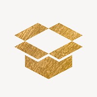 Open box gold icon, glittery design vector