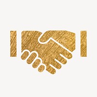 Business handshake gold icon, glittery design vector