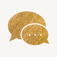 Speech bubble gold icon, glittery design vector