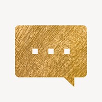 Speech bubble gold icon, glittery design vector