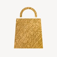 Shopping bag gold icon, glittery design vector