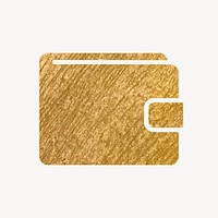 Wallet payment gold icon, glittery design vector