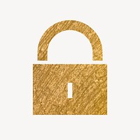 Lock, privacy gold icon, glittery design vector