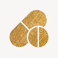 Medicine gold icon, glittery design vector