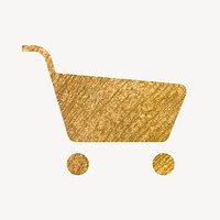 Shopping cart gold icon, glittery design vector