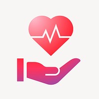 Heartbeat hand icon, gradient design vector