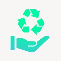 Recycle hand icon, gradient design vector