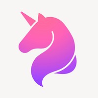 Unicorn icon, gradient design  psd
