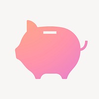 Piggy bank icon, gradient design vector