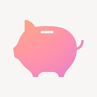 Piggy bank icon, gradient design  psd