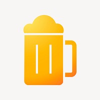 Beer glass icon, gradient design  psd