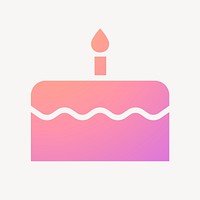 Birthday cake icon, gradient design vector