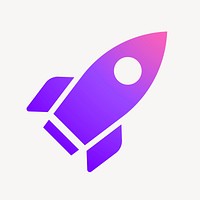 Rocket icon, gradient design  psd