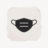 Face mask icon, ripped paper design