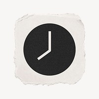Clock icon, ripped paper design