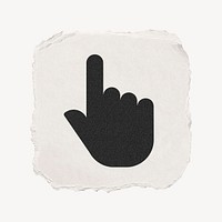 Pointing hand icon, ripped paper design