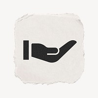 Cupping hand icon, ripped paper design