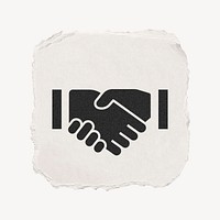 Business handshake icon, ripped paper design