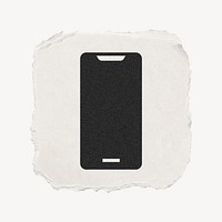 Mobile phone icon, ripped paper design  psd