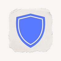 Shield, protection icon, ripped paper design