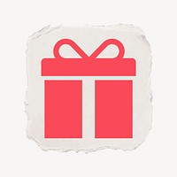 Gift box, reward icon, ripped paper design