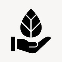 Hand presenting leaf icon, simple flat design  psd