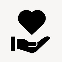 Hand presenting heart icon, simple flat design vector