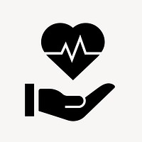Heartbeat hand icon, simple flat design vector