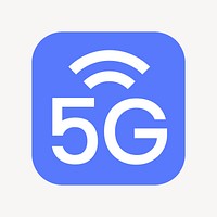 5G network icon, flat square design vector