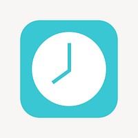 Clock icon, flat square design vector