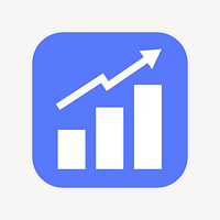 Growing bar charts icon, flat square design vector