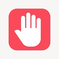 Hand icon, flat square design vector