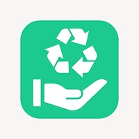 Recycle hand icon, flat square design vector