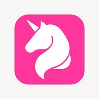 Unicorn icon, flat square design vector