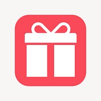 Gift box, reward icon, flat square design
