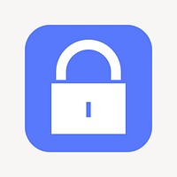 Lock, privacy icon, flat square design  psd