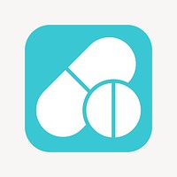 Medicine icon, flat square design  psd