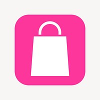Shopping bag icon, flat square design vector