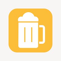 Beer glass icon, flat square design  psd