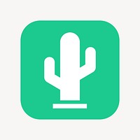 Cactus icon, flat square design vector