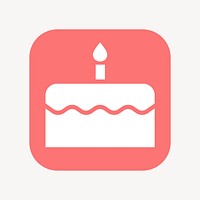 Birthday cake icon, flat square design vector