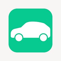 EV car icon, flat square design  psd