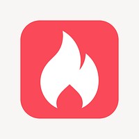 Flame icon, flat square design vector