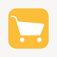 Shopping cart icon, flat square design vector