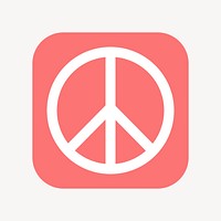Peace symbol icon, flat square design vector