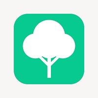Tree, environment icon, flat square design  psd